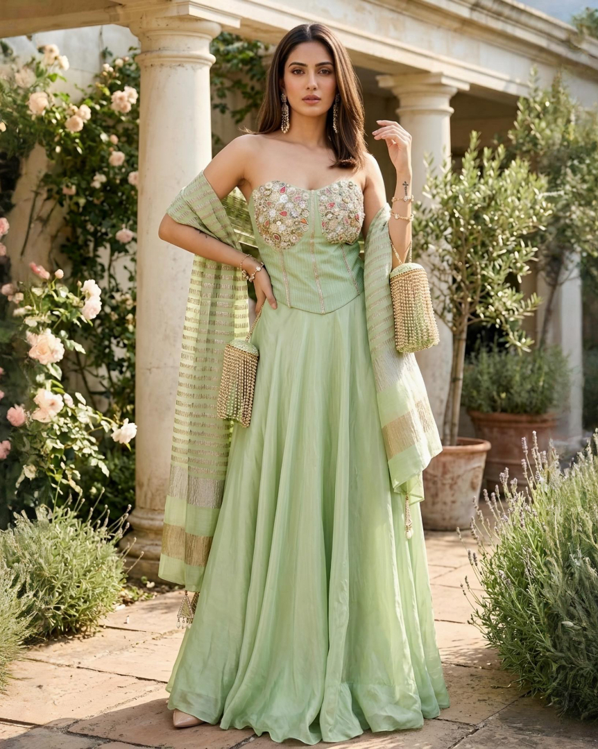 Elara Organza Skirt Set