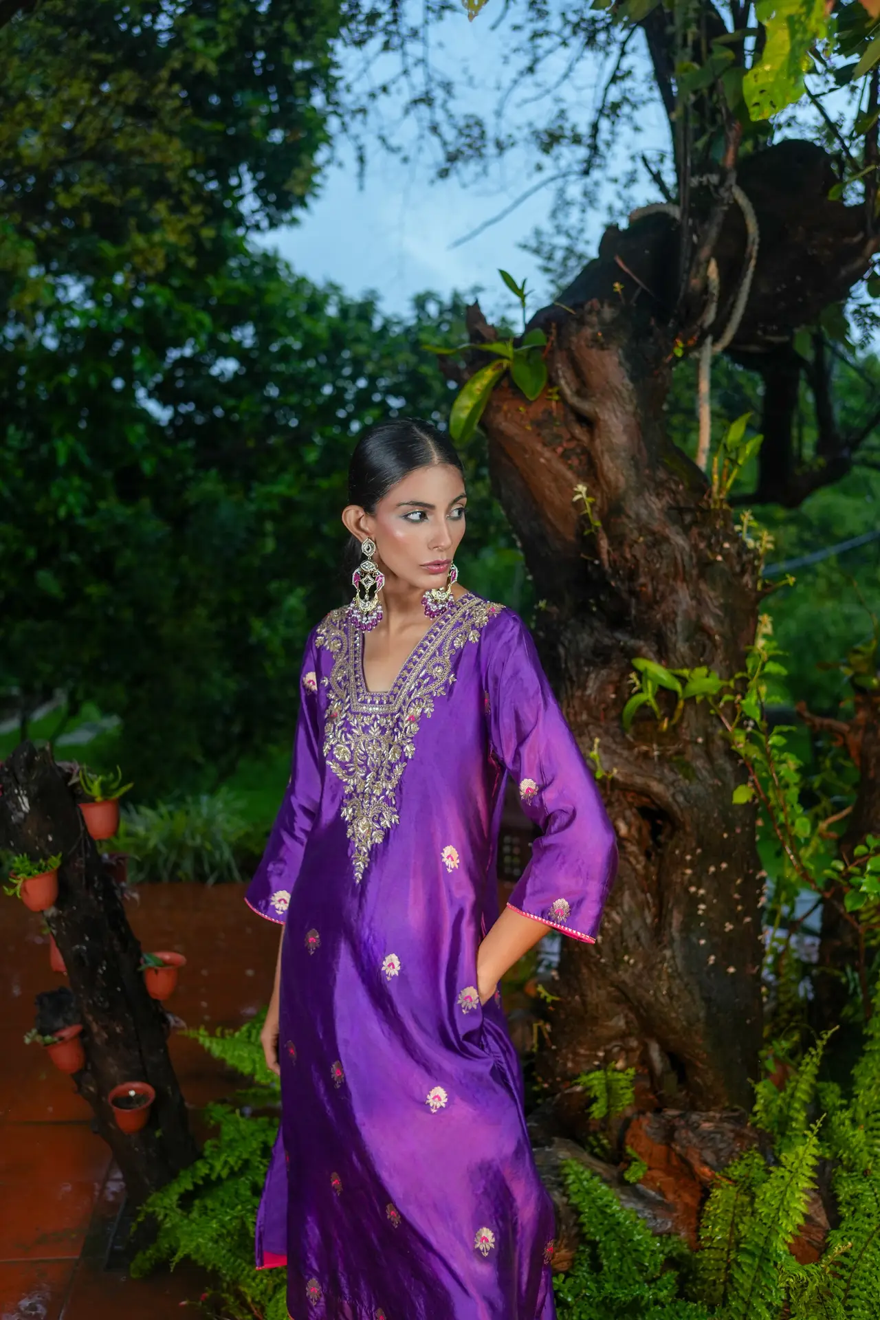 Grape Silk Kurta 